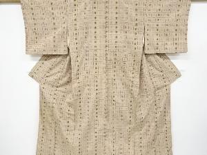 アンティーク　格子に絣柄織出手織り紬着物